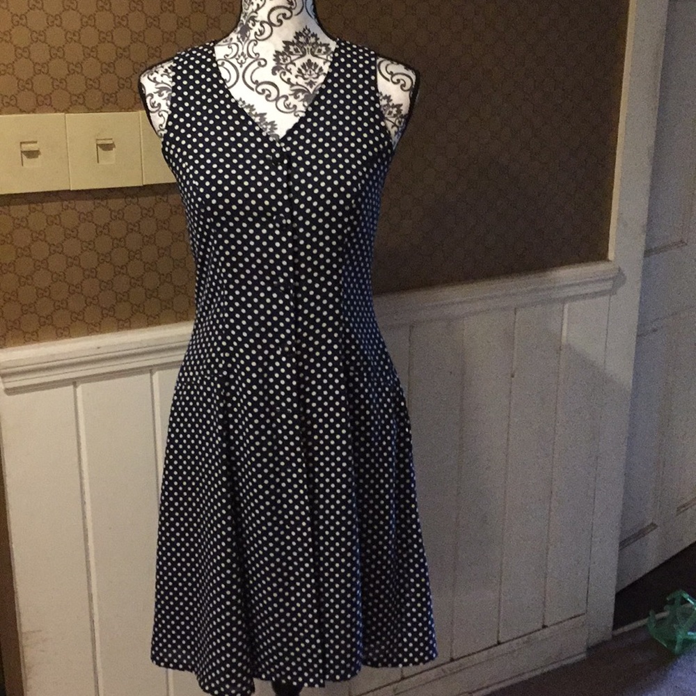 Polka dot navy blue dress